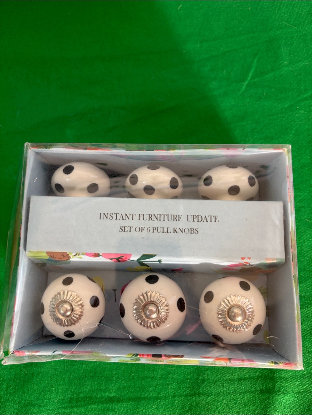 Off-White & Black Polka Dot Pull Knobs - Set of 6